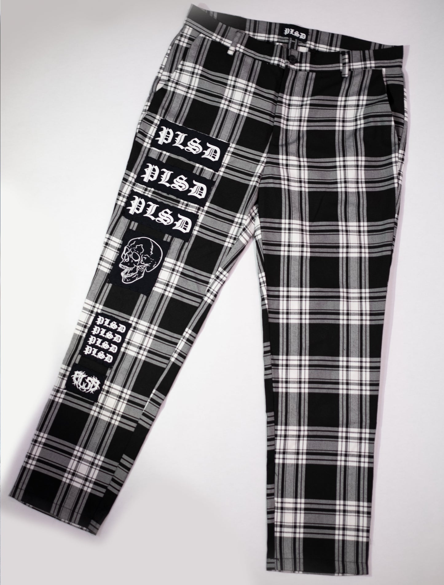 BLACK/WHITE PLAID PATCHWORK PANTS (1 of 3)